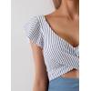 imageB2prity Womens One Piece Swimsuit Ruffle Cutout Bathing Suits Slimming Tummy Control V Neck Wrap SwimwearBlue Stripes