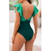 imageB2prity Womens One Piece Swimsuit Ruffle Cutout Bathing Suits Slimming Tummy Control V Neck Wrap SwimwearGreen Color Block 2