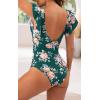 imageB2prity Womens One Piece Swimsuit Ruffle Cutout Bathing Suits Slimming Tummy Control V Neck Wrap SwimwearGreen Print