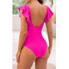 imageB2prity Womens One Piece Swimsuit Ruffle Cutout Bathing Suits Slimming Tummy Control V Neck Wrap SwimwearHot Pink