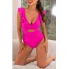 imageB2prity Womens One Piece Swimsuit Ruffle Cutout Bathing Suits Slimming Tummy Control V Neck Wrap SwimwearHot Pink