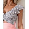 imageB2prity Womens One Piece Swimsuit Ruffle Cutout Bathing Suits Slimming Tummy Control V Neck Wrap SwimwearLight Pink Print