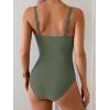 imageB2prity Womens Underwire One Piece Swimsuit Tummy Control Ruched Bathing Suit Criss Cross V Neck SwimwearArmy Green
