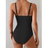 imageB2prity Womens Underwire One Piece Swimsuit Tummy Control Ruched Bathing Suit Criss Cross V Neck SwimwearBlack