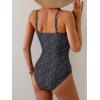 imageB2prity Womens Underwire One Piece Swimsuit Tummy Control Ruched Bathing Suit Criss Cross V Neck SwimwearBlack Polka Dot