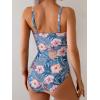 imageB2prity Womens Underwire One Piece Swimsuit Tummy Control Ruched Bathing Suit Criss Cross V Neck SwimwearBlue Floral