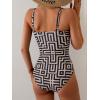 imageB2prity Womens Underwire One Piece Swimsuit Tummy Control Ruched Bathing Suit Criss Cross V Neck SwimwearBrown Cross Stripe
