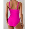 imageB2prity Womens Underwire One Piece Swimsuit Tummy Control Ruched Bathing Suit Criss Cross V Neck SwimwearHot Pink