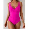 imageB2prity Womens Underwire One Piece Swimsuit Tummy Control Ruched Bathing Suit Criss Cross V Neck SwimwearHot Pink