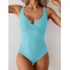imageB2prity Womens Underwire One Piece Swimsuit Tummy Control Ruched Bathing Suit Criss Cross V Neck SwimwearLight Blue