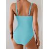 imageB2prity Womens Underwire One Piece Swimsuit Tummy Control Ruched Bathing Suit Criss Cross V Neck SwimwearLight Blue