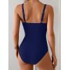 imageB2prity Womens Underwire One Piece Swimsuit Tummy Control Ruched Bathing Suit Criss Cross V Neck SwimwearNavy Blue