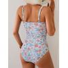 imageB2prity Womens Underwire One Piece Swimsuit Tummy Control Ruched Bathing Suit Criss Cross V Neck SwimwearOrange Floral