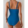 imageB2prity Womens Underwire One Piece Swimsuit Tummy Control Ruched Bathing Suit Criss Cross V Neck SwimwearPeacock Blue