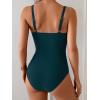 imageB2prity Womens Underwire One Piece Swimsuit Tummy Control Ruched Bathing Suit Criss Cross V Neck SwimwearPeacock Green
