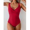 imageB2prity Womens Underwire One Piece Swimsuit Tummy Control Ruched Bathing Suit Criss Cross V Neck SwimwearRed