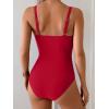 imageB2prity Womens Underwire One Piece Swimsuit Tummy Control Ruched Bathing Suit Criss Cross V Neck SwimwearRed