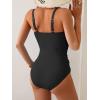 imageB2prity Womens Underwire One Piece Swimsuit Tummy Control Ruched Bathing Suit Criss Cross V Neck SwimwearRibbed Black