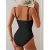 imageB2prity One Piece Swimsuit for Women Cutout Monokini Color Block Bathing Suit Ruched Sexy SwimwearBlack