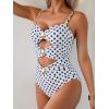 imageB2prity One Piece Swimsuit for Women Cutout Monokini Color Block Bathing Suit Ruched Sexy SwimwearBlack White Polka Dots