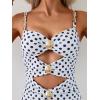 imageB2prity One Piece Swimsuit for Women Cutout Monokini Color Block Bathing Suit Ruched Sexy SwimwearBlack White Polka Dots