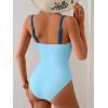 imageB2prity One Piece Swimsuit for Women Cutout Monokini Color Block Bathing Suit Ruched Sexy SwimwearBlue Color Block