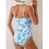 imageB2prity One Piece Swimsuit for Women Cutout Monokini Color Block Bathing Suit Ruched Sexy SwimwearBlue Print