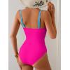 imageB2prity One Piece Swimsuit for Women Cutout Monokini Color Block Bathing Suit Ruched Sexy SwimwearBlue Yellow Hot Pink