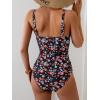 imageB2prity One Piece Swimsuit for Women Cutout Monokini Color Block Bathing Suit Ruched Sexy SwimwearFloral Fragments