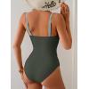 imageB2prity One Piece Swimsuit for Women Cutout Monokini Color Block Bathing Suit Ruched Sexy SwimwearGreen Color Block