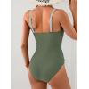 imageB2prity One Piece Swimsuit for Women Cutout Monokini Color Block Bathing Suit Ruched Sexy SwimwearGreen Color Blocka