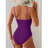 imageB2prity One Piece Swimsuit for Women Cutout Monokini Color Block Bathing Suit Ruched Sexy SwimwearPurple Color Block