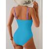 imageB2prity One Piece Swimsuit for Women Cutout Monokini Color Block Bathing Suit Ruched Sexy SwimwearPurple Yellow Blue