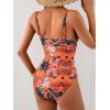 imageB2prity One Piece Swimsuit for Women Cutout Monokini Color Block Bathing Suit Ruched Sexy SwimwearRed Print