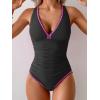 imageB2prity One Piece Swimsuit for Women Tummy Control Ruched Bathing Suit Push Up Tie Back Swimwear Shell StitchedBlack  Hot Pink