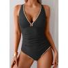 imageB2prity One Piece Swimsuit for Women Tummy Control Ruched Bathing Suit Push Up Tie Back Swimwear Shell StitchedBlack  Light Pink