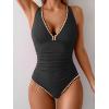 imageB2prity One Piece Swimsuit for Women Tummy Control Ruched Bathing Suit Push Up Tie Back Swimwear Shell StitchedBlack  Light Pink