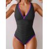 imageB2prity One Piece Swimsuit for Women Tummy Control Ruched Bathing Suit Push Up Tie Back Swimwear Shell StitchedBlack  Royal Blue  Hot Pink