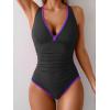 imageB2prity One Piece Swimsuit for Women Tummy Control Ruched Bathing Suit Push Up Tie Back Swimwear Shell StitchedBlack  Royal Blue  Hot Pink