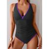 imageB2prity One Piece Swimsuit for Women Tummy Control Ruched Bathing Suit Push Up Tie Back Swimwear Shell StitchedBlack  Royal Blue  Hot Pink