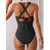 imageB2prity One Piece Swimsuit for Women Tummy Control Ruched Bathing Suit Push Up Tie Back Swimwear Shell StitchedBlack  White
