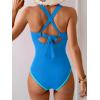 imageB2prity One Piece Swimsuit for Women Tummy Control Ruched Bathing Suit Push Up Tie Back Swimwear Shell StitchedBlue  Green