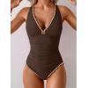 imageB2prity One Piece Swimsuit for Women Tummy Control Ruched Bathing Suit Push Up Tie Back Swimwear Shell StitchedBrown  Light Pink