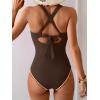 imageB2prity One Piece Swimsuit for Women Tummy Control Ruched Bathing Suit Push Up Tie Back Swimwear Shell StitchedBrown  Light Pink