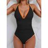 imageB2prity One Piece Swimsuit for Women Tummy Control Ruched Bathing Suit Push Up Tie Back Swimwear Shell StitchedColor Block Black