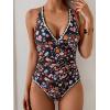 imageB2prity One Piece Swimsuit for Women Tummy Control Ruched Bathing Suit Push Up Tie Back Swimwear Shell StitchedColorful Floral