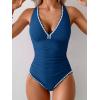 imageB2prity One Piece Swimsuit for Women Tummy Control Ruched Bathing Suit Push Up Tie Back Swimwear Shell StitchedDark Blue