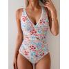 imageB2prity One Piece Swimsuit for Women Tummy Control Ruched Bathing Suit Push Up Tie Back Swimwear Shell StitchedFloral Print 01