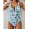 imageB2prity One Piece Swimsuit for Women Tummy Control Ruched Bathing Suit Push Up Tie Back Swimwear Shell StitchedGreen Print