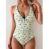 imageB2prity One Piece Swimsuit for Women Tummy Control Ruched Bathing Suit Push Up Tie Back Swimwear Shell StitchedLemon Print
